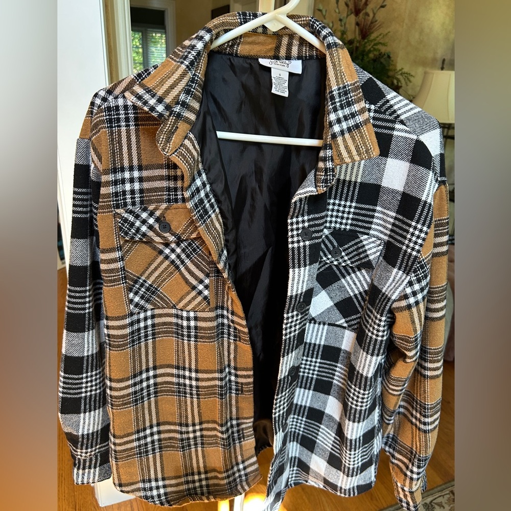 Plaid Women's Jacket - Black and Brown